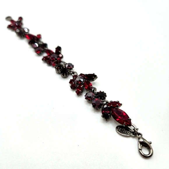 VINTAGE Carolee Red Rhinestone Crystal Bracelet Carol Lee - Picture 6 of 7